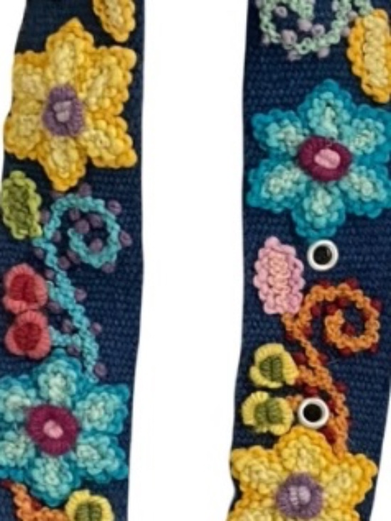 Vibrant Hand-Embroidered Floral Canvas Belt | Boho Artisan Style